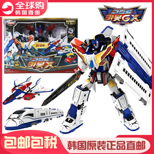韩国 Hello Carbot 咖宝车神X变形机器人列车战斗机战士合体玩具