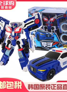 韩国Hello Carbot咖宝车神X三剑客警车小汽车变形金刚机器人玩具