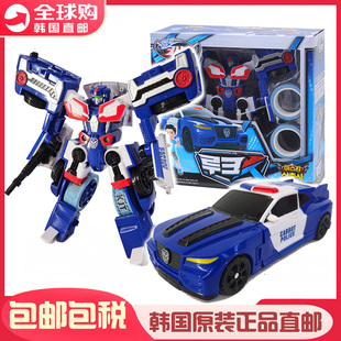 韩国Hello Carbot咖宝车神X三剑客警车小汽车变形金刚机器人玩具