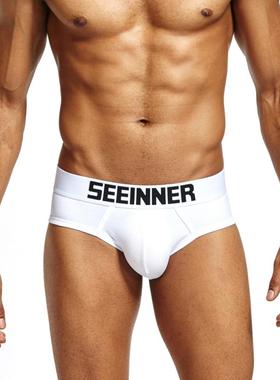 SEEINNER男性感内衣内裤男士三角裤头纯棉型男比基尼诱惑运动健身