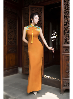 京派无袖舞姿翼2025新款古典训练服走秀练功服旗袍XT1273