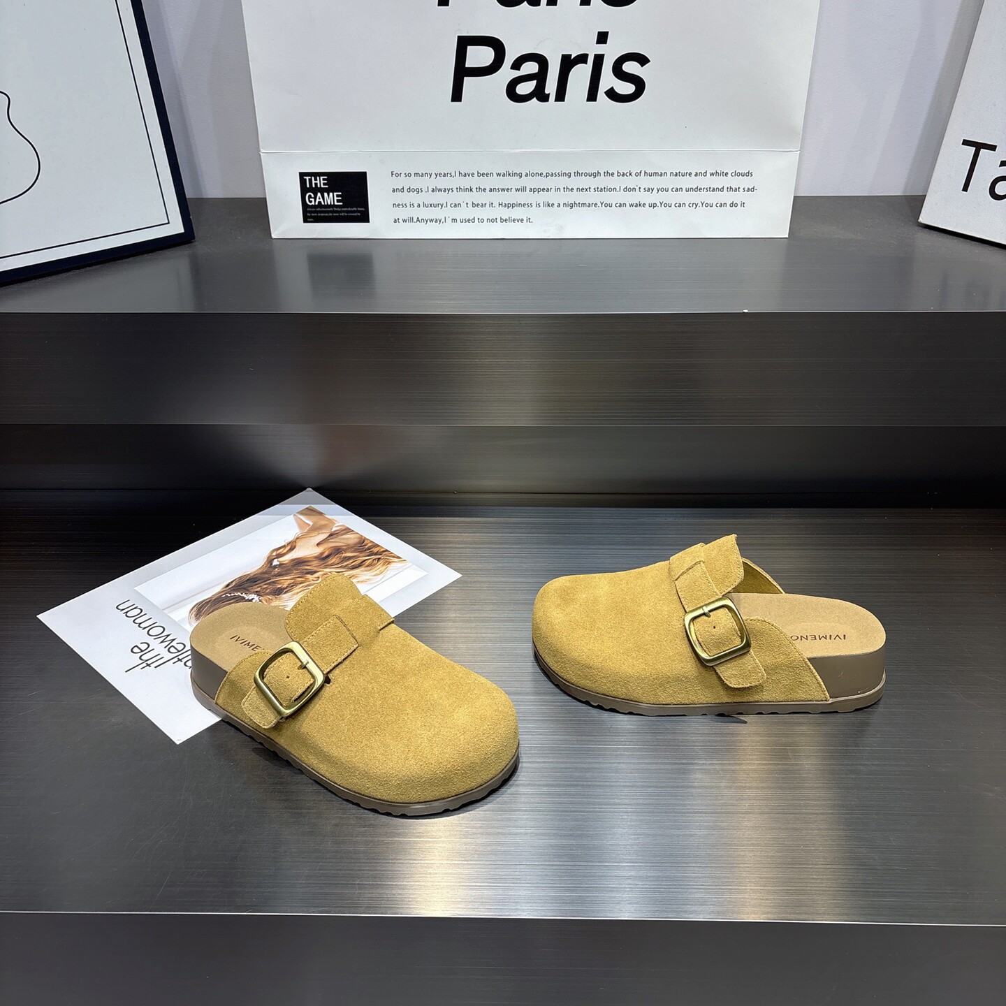 真皮包头厚底勃肯鞋女2026春季新款时尚外穿防滑软底一脚蹬半拖鞋