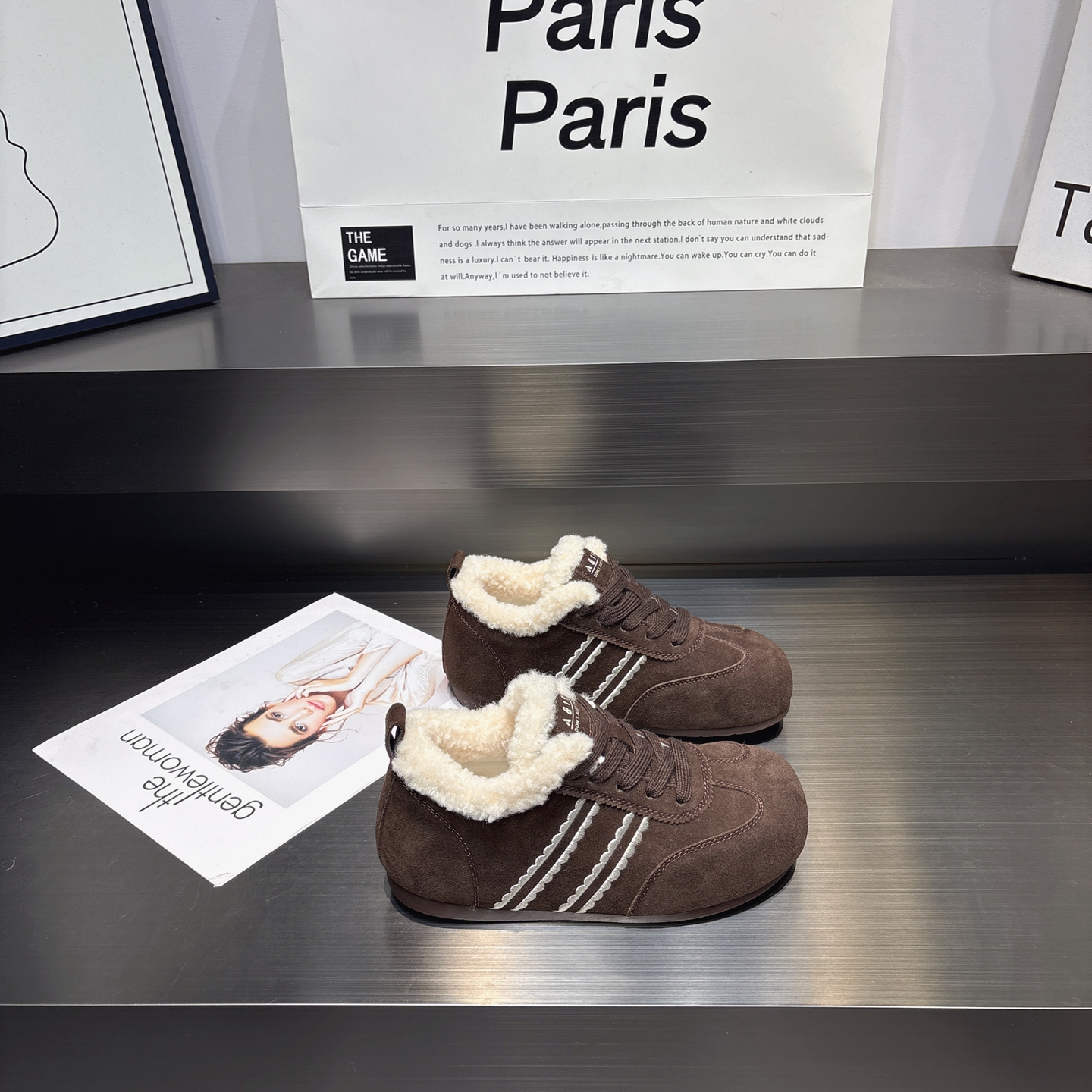 真皮加绒复古德训鞋女2025冬季新款百搭显瘦舒适保暖