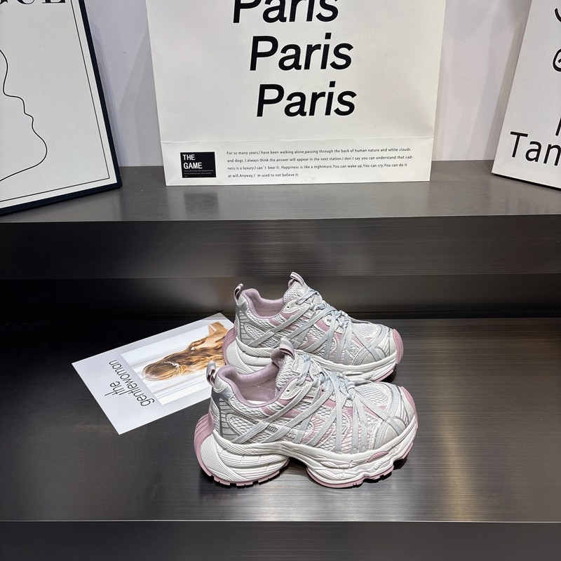 小个子5cm增高厚底老爹鞋女2026早春新款百搭绑带透气休闲运动鞋