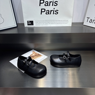 法式厚底玛丽珍小皮鞋女2026新款豹纹色真皮大头浅口乐福鞋单鞋女