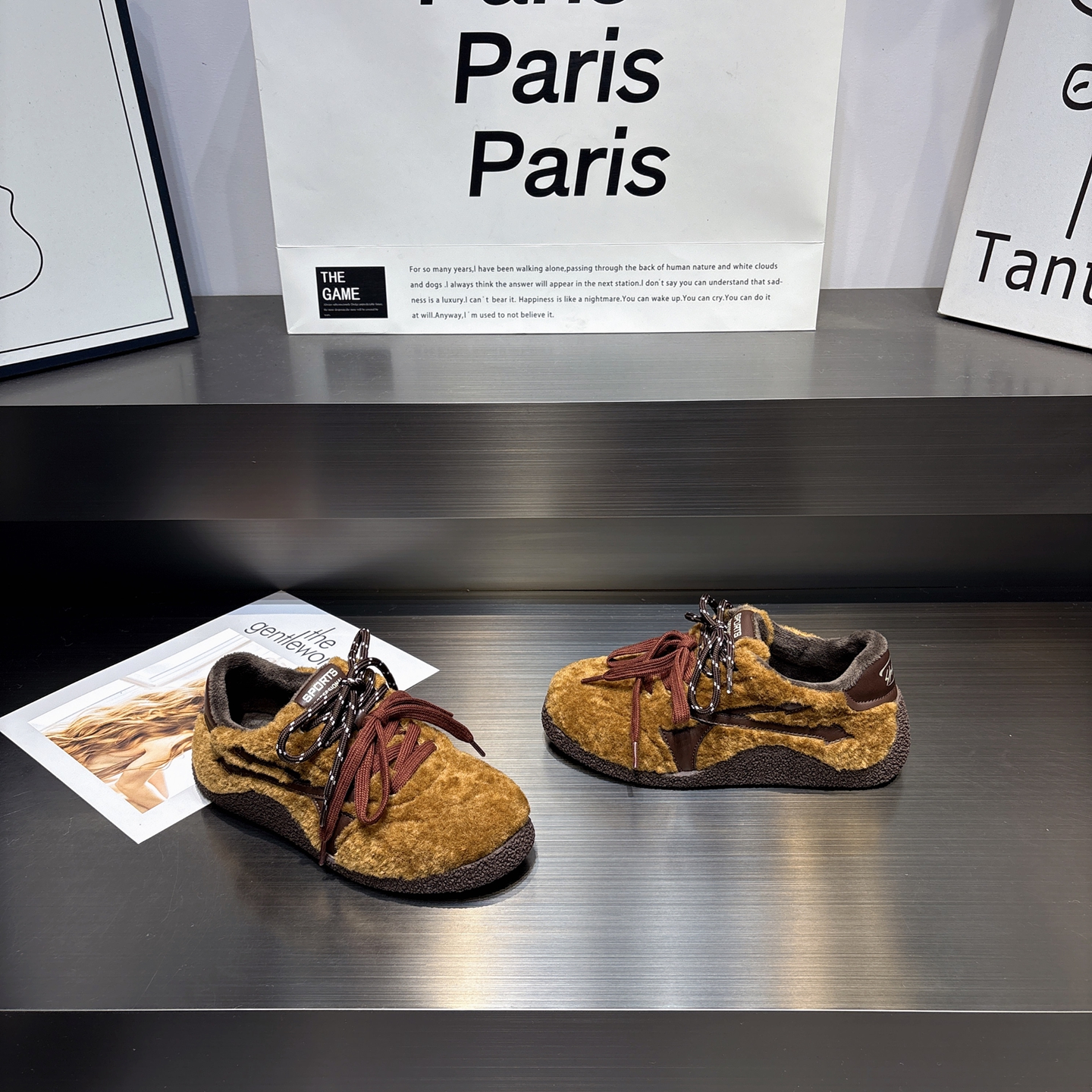 羊羔绒真皮加绒舒适保暖德训鞋