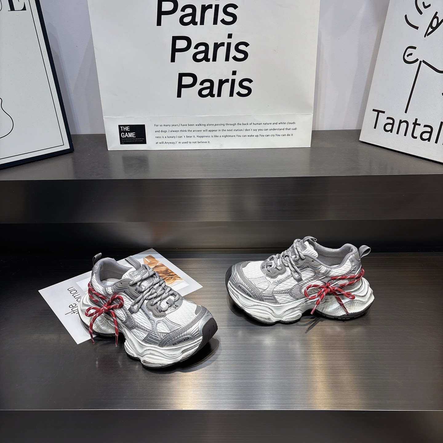 真皮网纱透气厚底老爹鞋女2026春款蝴蝶结百搭增高软底休闲运动鞋