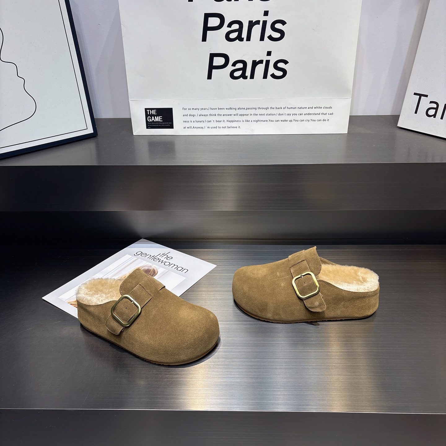 真皮加绒舒适包头增高勃肯半拖鞋