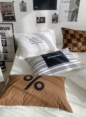 ~艾魅家居单品~全棉小众极简黑白枕套一对拍2枕头皮48*74cm