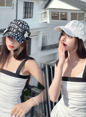 CREAMPP 原创半透明网纱刺绣字母高颅顶棒球帽不规则醋酸花鸭舌帽