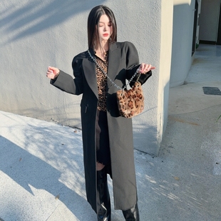 CREAMPP 豹纹手提皮草包 原创高档进口月牙貂毛链条斜挎包时髦经典