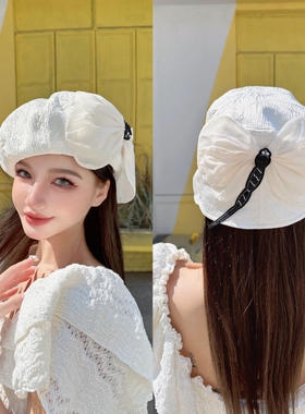 CREAMPP 原创春夏背影杀国风织锦提花欧根纱钉珠大装饰盆帽贝雷帽