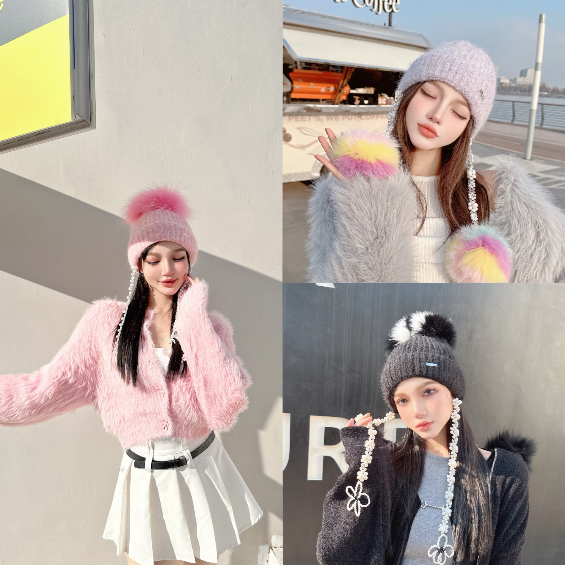 Wangbei休闲春秋冬挂链针织帽