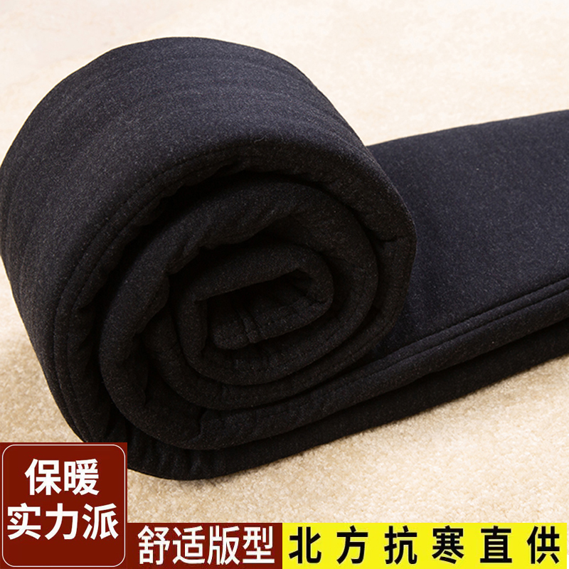 高腰棉裤蒙驼加绒弹力居家宽松