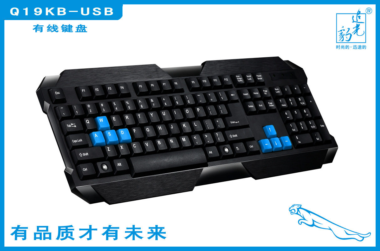 追光豹Q19有线键盘 圆口键盘 电竞游戏键盘 办公用 PS2 USB单键盘