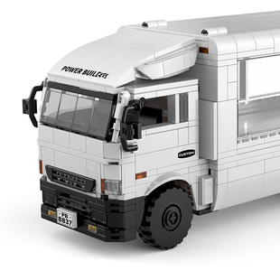 【品铂正品】POWERBUILD载梦先锋封闭拖车卡车拼装积木货车PB8837