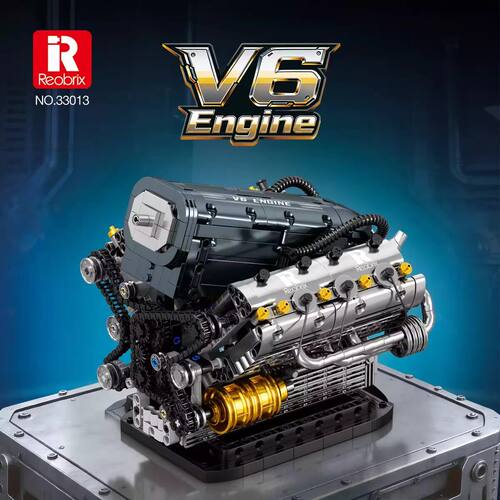 Reobrix33013六缸v6汽车引擎积木