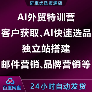 AI外贸特训营：AI快速选品独立站搭建客户获取邮件营销品牌营销等