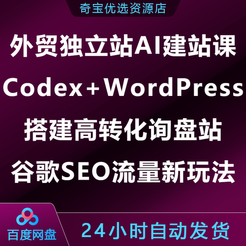 外贸独立站AI建站课Codex+WordPress搭建高转化询盘站谷歌SEO流量