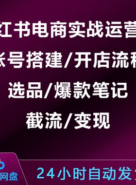 小xhs红书电商实战运营课:账号搭建开店流程选品爆款笔记截流变现