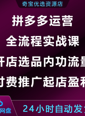 拼多多运营全流程实战课开店选品内功流量付费推广起店盈利秘籍