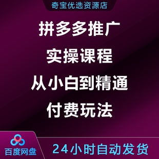 拼多多推广实操课程,从小白到精通付费玩法