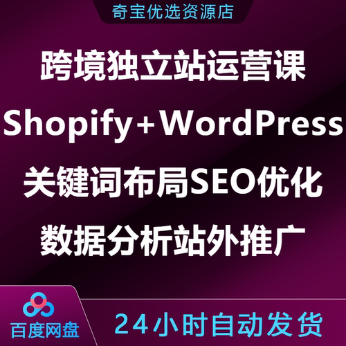 跨境独立站运营课Shopify+WordPress搭建关键词SEO优化站外推广