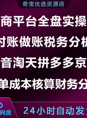 电商对账做账税务分析实操课抖音淘天拼多多京东订单成本核算财务