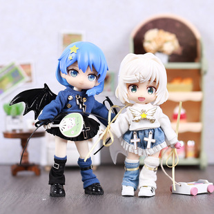 可爱ob11娃衣套装bjd娃衣16cm素体换装服饰molly恶魔天使娃娃衣服