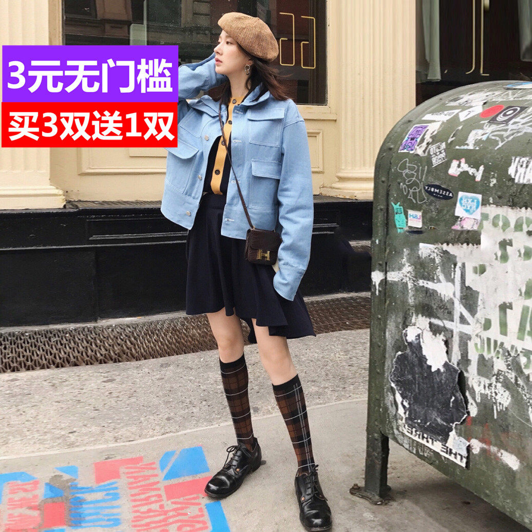 VC同款咖啡色复古格子