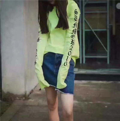 VETE同款个性绿巨袖字母印花卫衣