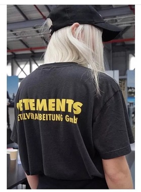 VS经典亮黄色字母标语 男女情侣款 夏季基础款短袖TEE