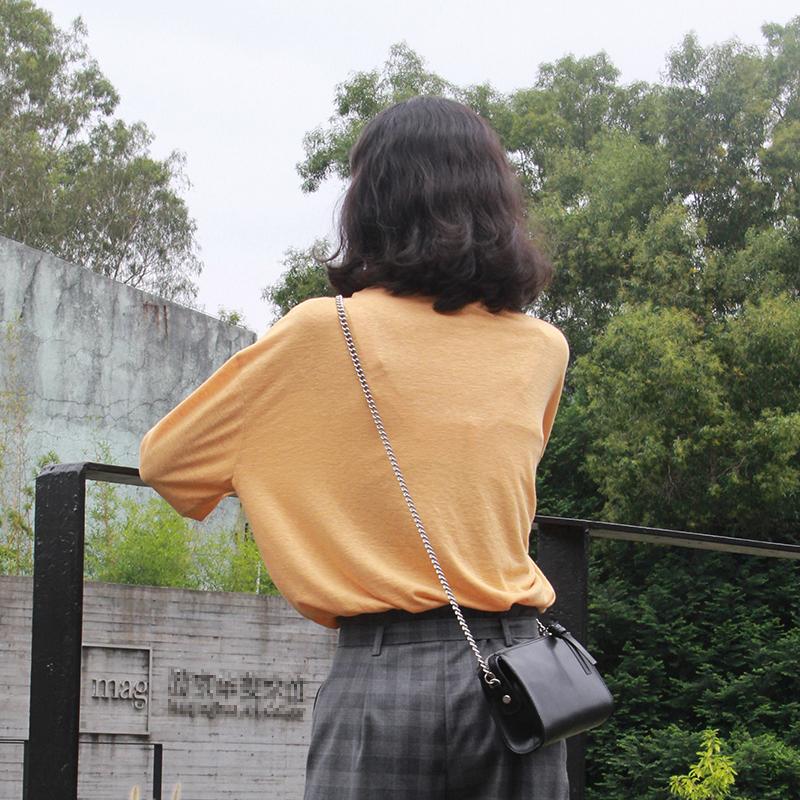 夏天真皮简约单肩斜挎小链条包