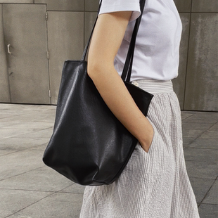 原创软皮植鞣托特包头层牛皮慵懒百搭简约文艺学生风新款 单肩包