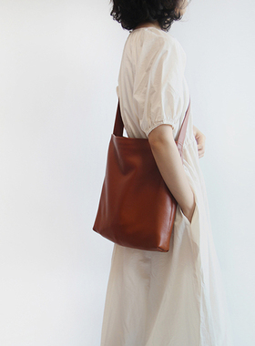 原创软糯头层牛皮大容量单肩斜挎真皮女包 文艺慵懒 简约通勤百搭