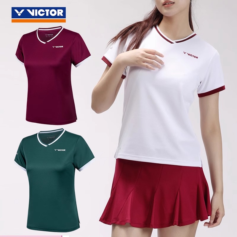 2025VICTOR胜利羽毛球服女款训练针织运动短袖T恤运动球服T-51038
