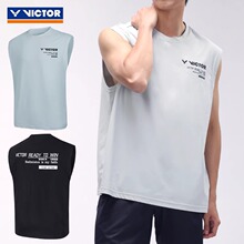 夏VICTOR胜利羽毛球服男款无袖T恤速干短袖训练透气运动服T-50033