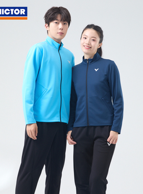 秋冬新款victor胜利羽毛球服男款女款训练针织运动外套长袖J55614