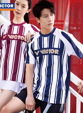 威克多VICTOR胜利羽毛球服男女款针织运动短袖T恤运动训练T-50039
