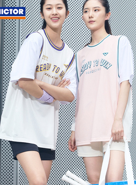 2025新款victor胜利羽毛球服威克多女生速干运动服T恤不沾身56002
