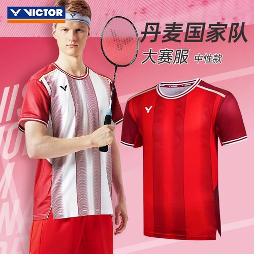 2025victor胜利羽毛球服男女款大赛运动服针织速干短袖T恤T50000