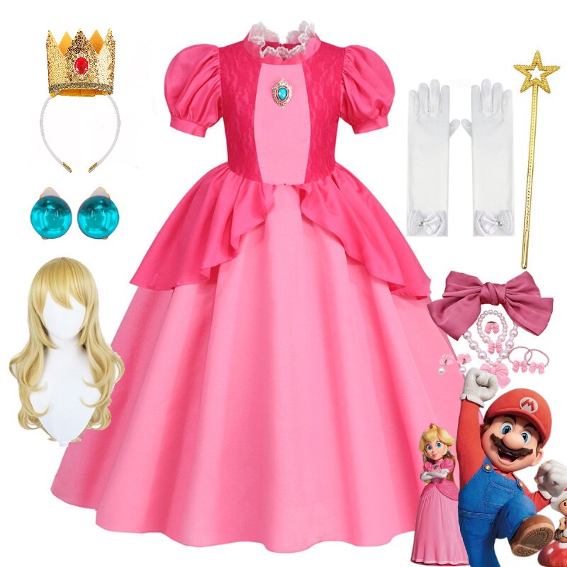 万圣节女童礼服cosplay碧琪公主裙蕾丝拼接泡泡袖pinkie pie服装