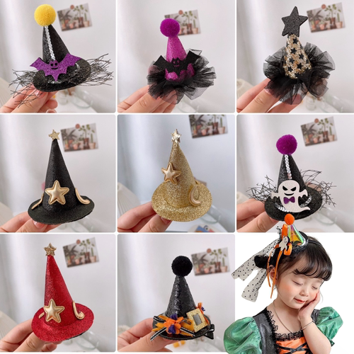 万圣节cosplay巫婆帽cos服道具帽子派对小礼帽道具巫婆夹头饰装饰