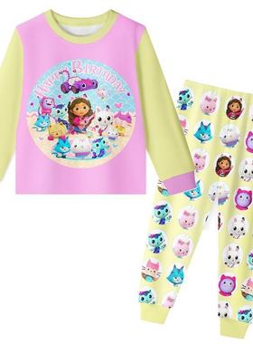 2024儿童秋冬卡通盖比的娃娃屋Gabby Dollhouse女童长袖睡衣套装