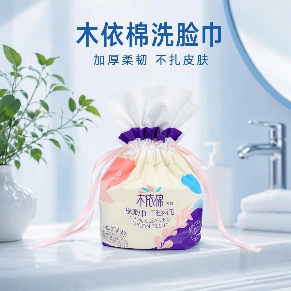 木依棉珍珠纹洗脸巾卷筒干湿两用洁面卸妆棉柔巾不扎肤学生白领