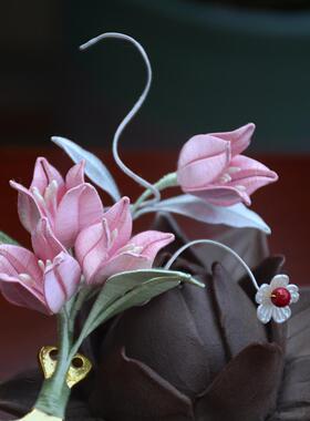 缠花成品哑光桃花小发夹
