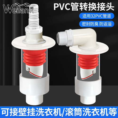 PVC管转换接头洗衣机排水管防臭防返溢密封连接头32PVC下水管道