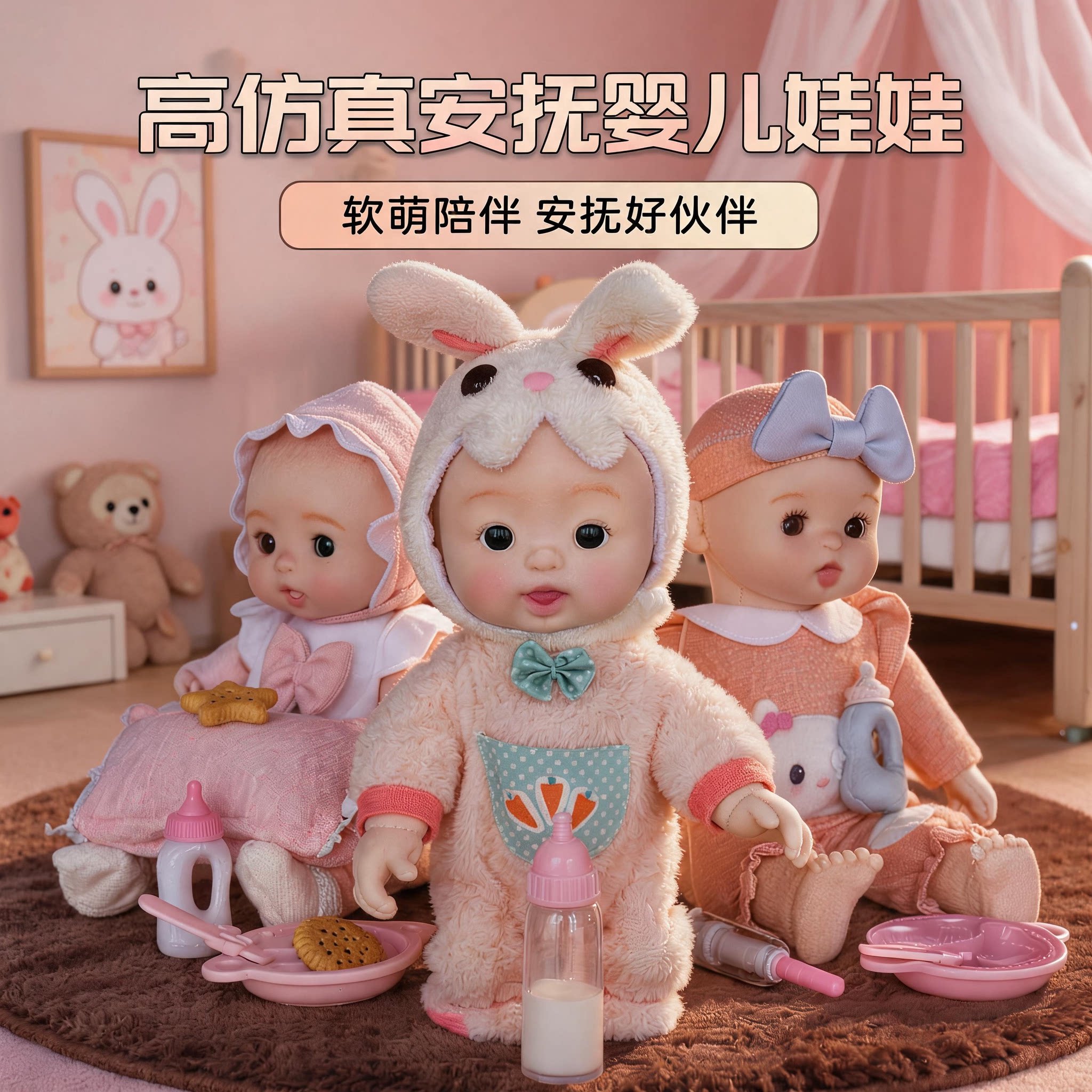 会说话的婴儿娃娃女孩安抚玩具