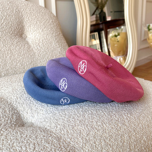 儿童东大门春夏新品 韩版多色百搭时尚MFG刺绣针织贝雷蘑菇帽