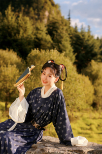 独家复原印花复原宋制圆领袍男女同款 墨绯汉服